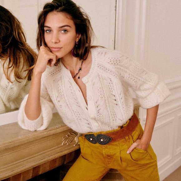 Sezane Alma Cardigan In Ecru 